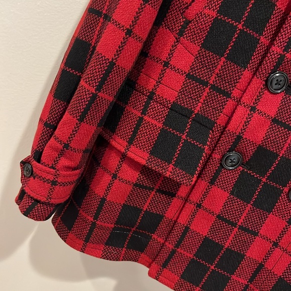 Ralph Lauren Denim & Supply Pea Coat Jacket Buffalo Plaid Double Breasted Sz L - Picture 3 of 9